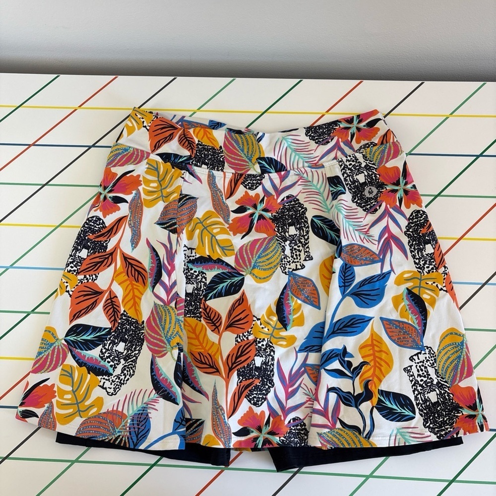 Dona Jo Pickleball Skort Tropical & Tiger Print Very Good Condition Preppy Sport - Picture 2 of 10